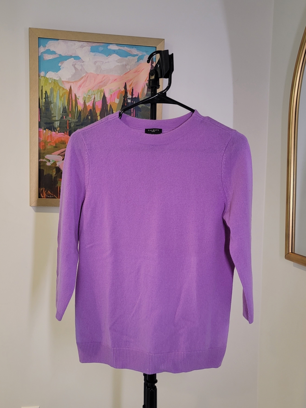 TALBOTS PETITES Pure Cashmere Crewneck Sweater Purple Women's Size M Petite